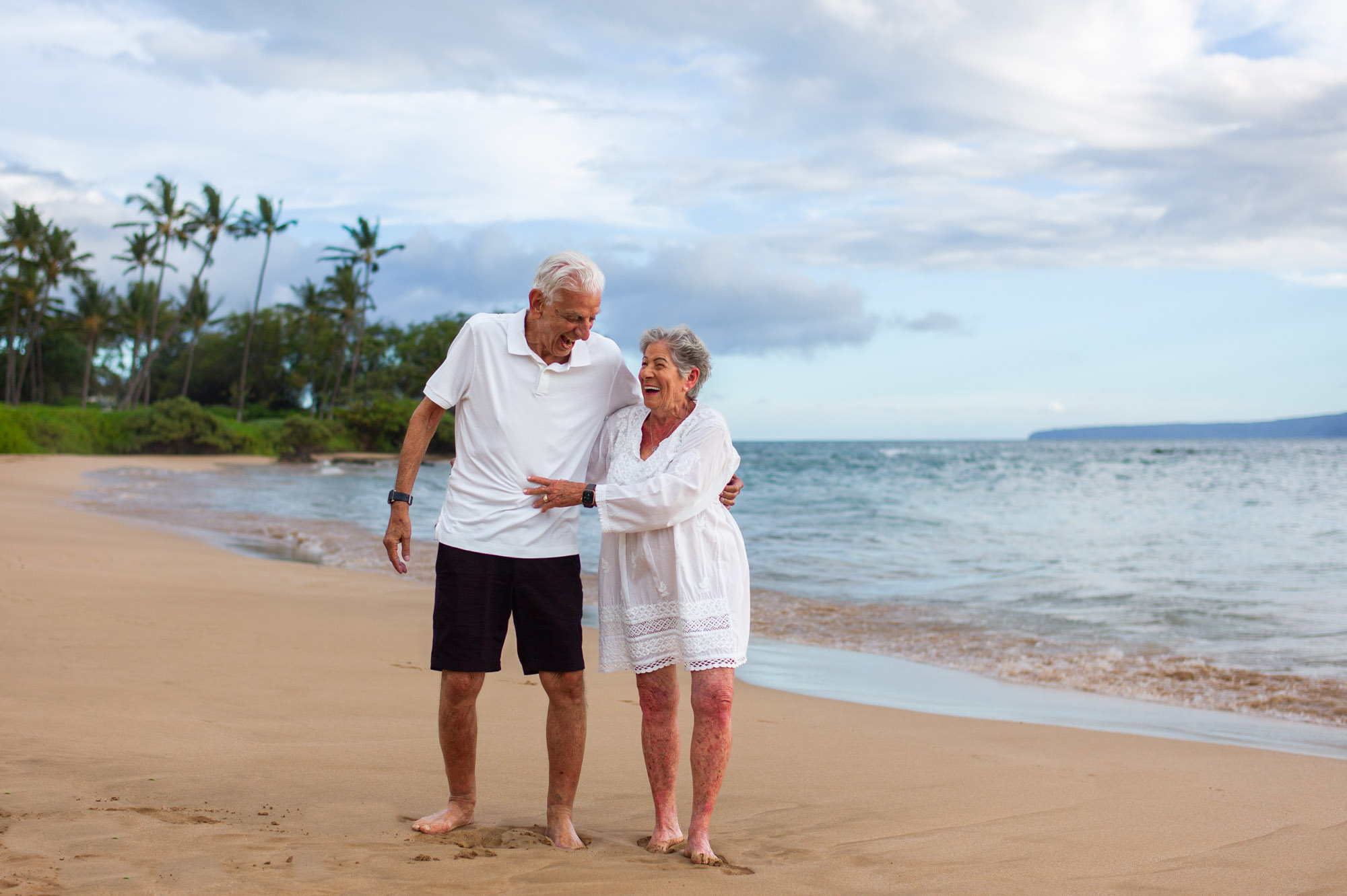 An lovely moment between an elderly couple in Maui